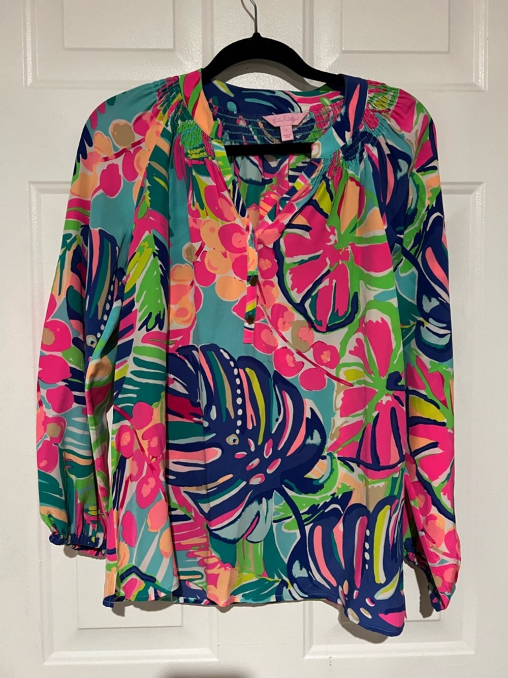 Lilly Pulitzer 100% Elsa Silk Multicolor Tropical Tunic -
